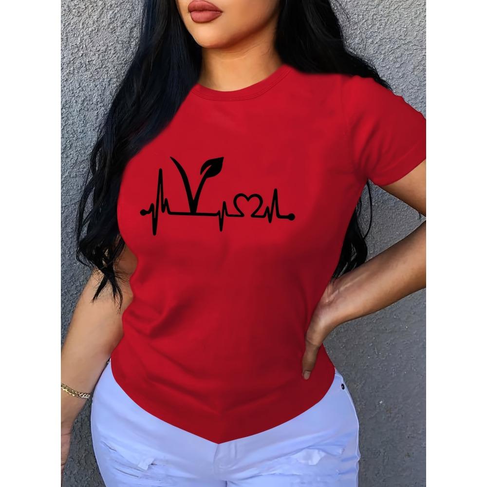 Футболка с коротким рукавом и принтом «растение», повседневный топ с круглым вырезом для лета и весны, женская одежда S