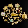 5pcs Gold Color Marine Animal Lobster Crab Enamel Charm Heart Cross Stainless Steel Pendant For Jewelry Making Keychain Earrings