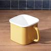 Pearl Metal Cook Pot, 12cm, Enamel, Square, Induction Compatible, Can Be Used As a Saucepan or Saucepan, Yellow, Petit, HB-5363, Refrigerator-Friendly