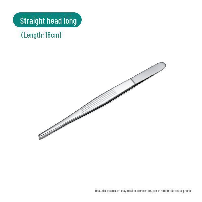 Silver Stainless Steel Non-Slip Tea Tweezers with Extended, Thickened Teeth