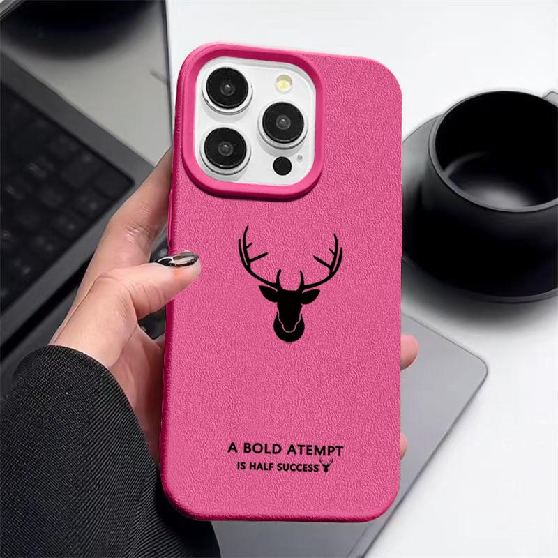 For iPhone 16 Pro Max 16E 15 Pro 14 13 12 11 Phone Case Deer Pattern Slim Matte Anti-Fall TPU Soft Shockproof Bumper Cover