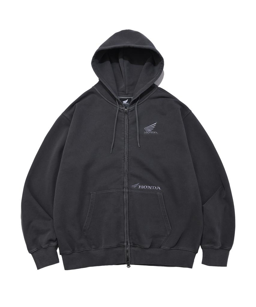 Phyps Motorcycle Pigment Hoodie Zip-Up Black