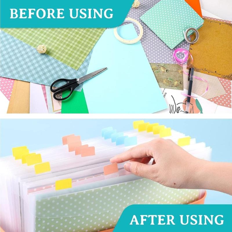 10Pcs Scrapbook Paper Storage Organizers Clear Scrapbook Paper Organizers with Sticky Indexes Tabs Holds Scrapbook Paper