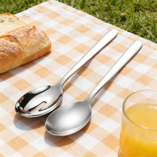 Stainless Steel Serving Spoon Elegant Buffet Utensil Heavy-Duty Slotted Spoon for Serving Commercial Grade Restaurant Kitchen Scoop