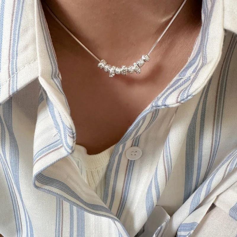 925 Silver Necklace Cute Five Pointed Star Smile Dimple Pendant for Women Girl Jewelry Gift
