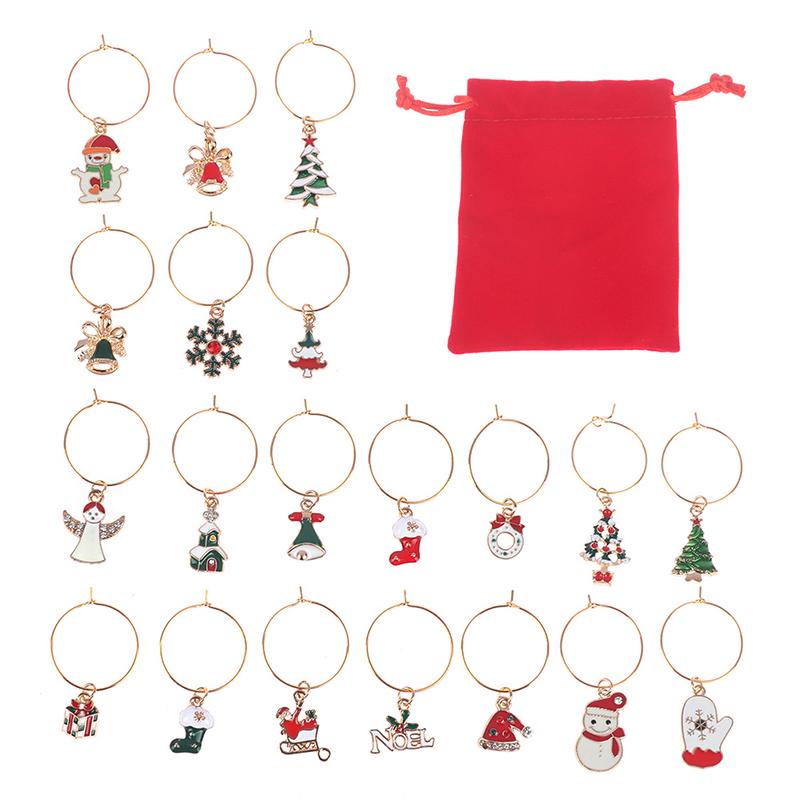 Christmas Wine Glass Charms With 20 Assorted Cute Designs And Storage Bag Perfect For Christmas Party Family Dinner