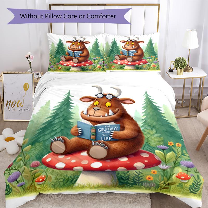 Set Biancheria da Letto Il Gruffalò 3 Pezzi Copripiumino Chiusura Include 1 Copripiumino & 2 Federe, Morbido e Confortevole per Tutte le Stagioni.