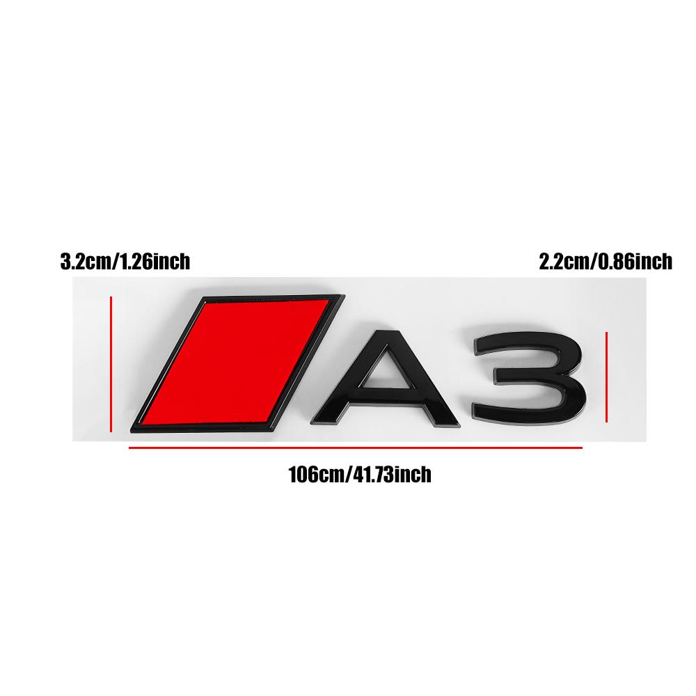 3D Numbers Letters RS A3 A4 A5 A6 A7 A8 Badge For Audi Car Fender Trunk Rear Logo Sticker Black/Silver Styling Decor Accessories