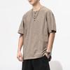 T-shirt à manches courtes pour homme Col Henley Été Décontracté Couleur unie T-shirt pour homme Polo Haute Qualité T-shirts pour hommes