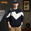 JEEP Men's 2025 Autumn/Winter Trendy Spliced Round Neck Pullover Sweatshirt