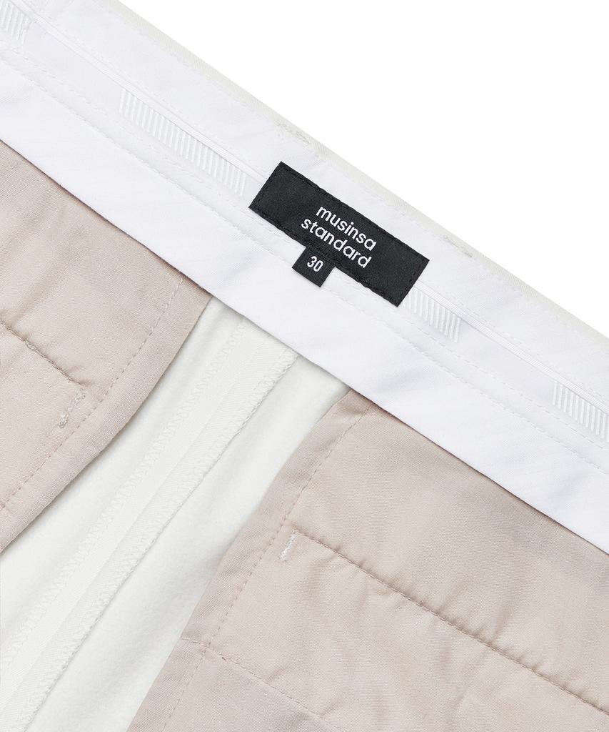 MUSINSA STANDARD Heavyweight Fleece-Lined Tapered Hidden Elastic Waist Length Slacks [Cream]
