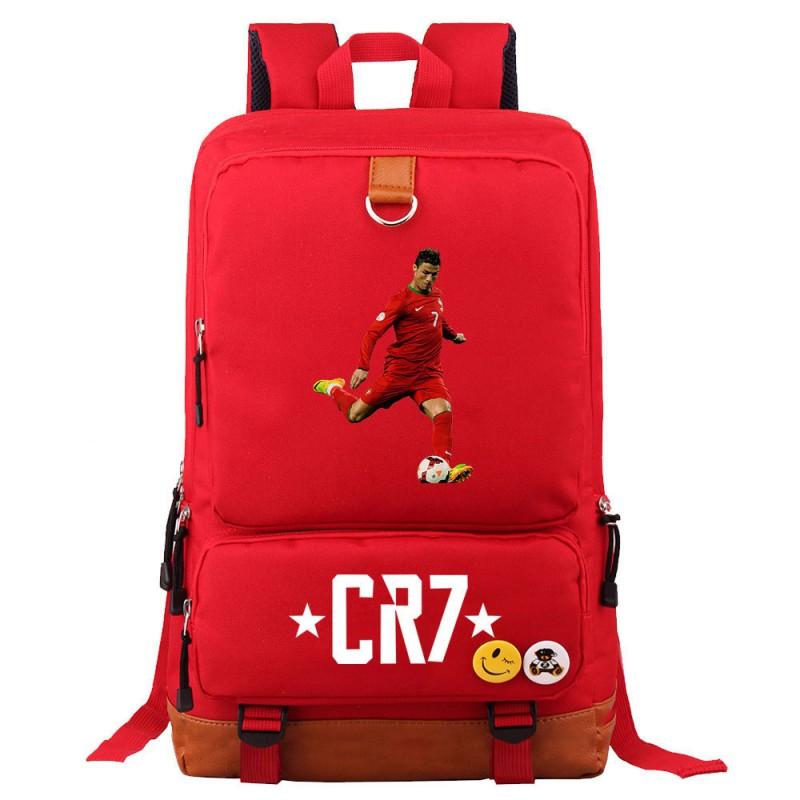 Cristiano Ronaldo Printed Youth School Backpack Teenagers Durable Oxford Fabric Breathable Padded Straps Unisex Travel Bag