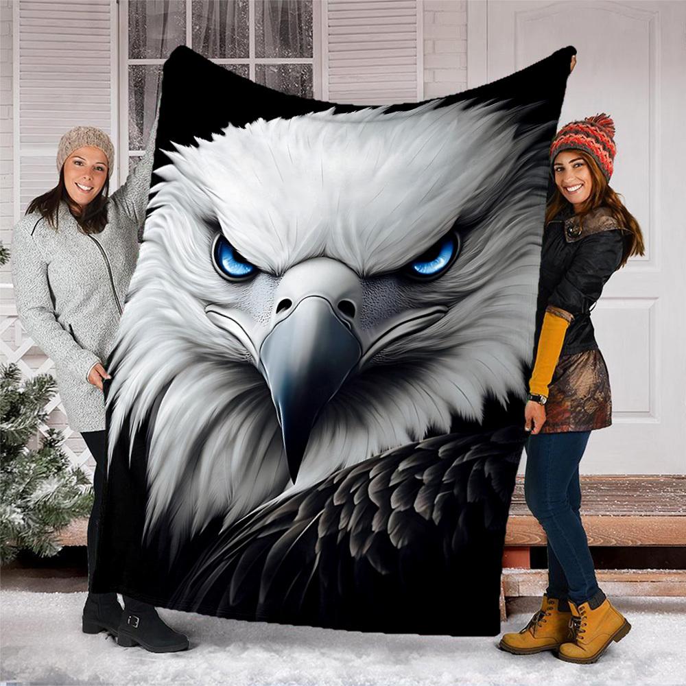 1pc Eagle Head Print Outdoor Blanket, Lightweight Polyester,