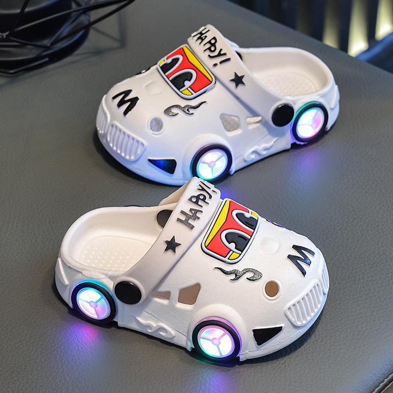

Children s Summer Slippers Boys Car Light-Up Non-Slip Soft Sole Small Medium Large Kids Bathroom Girls Baby Beach Sandals 28-29Code【Inner Length1