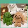 Cute Cartoon Rabbit Plush Toy In Brown White Green Ideal For Gift Giving