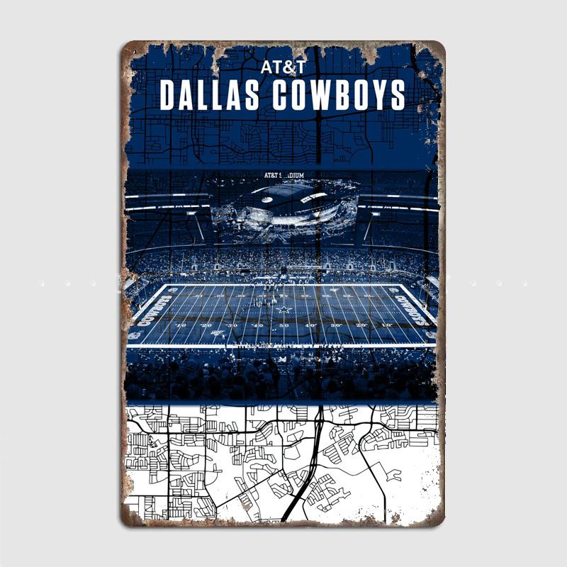 

Даллас Ковбойз AT&T Ретро Постеры Металлическая Табличка Кастомный Футбольный Клуб Гараж Внутренний Настенный Декор Комнаты Жесть Домашний Декор 20x30cm（7.8x11.8inch）