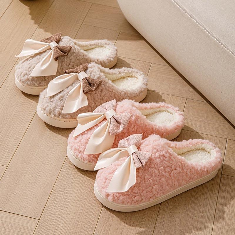 Cotton slippers winter bag and home indoor thick bottom non-slip piled thickened warm couple fluffy cotton drag girl
