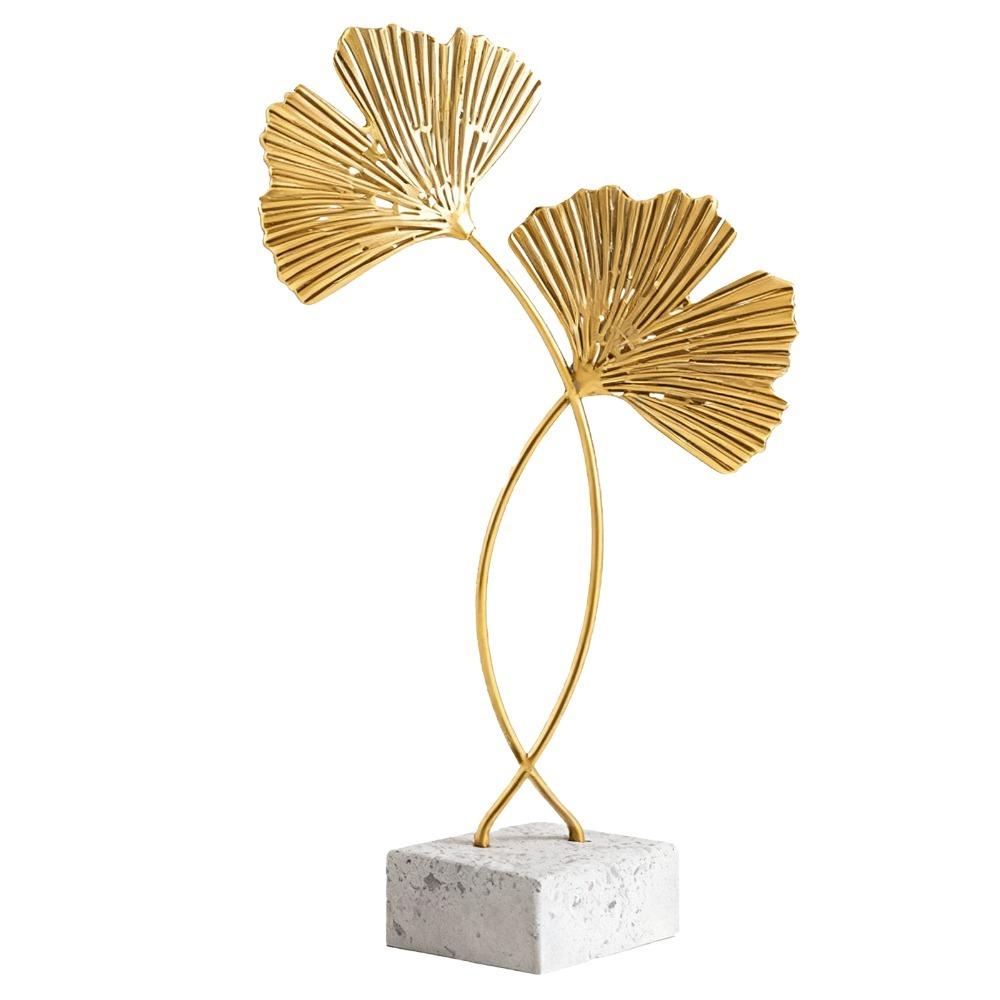 5.51in Iron Gold Leaf Cement Base Ornament  Study Desk Interior Figurine