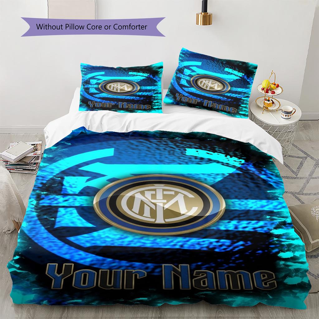 Name Custom INTER Pattern Bedding Set Quilt Cover Pillowcase Home Decor Gift (1 * Duvet Cover + 2 * Pillowcase, Without Core)
