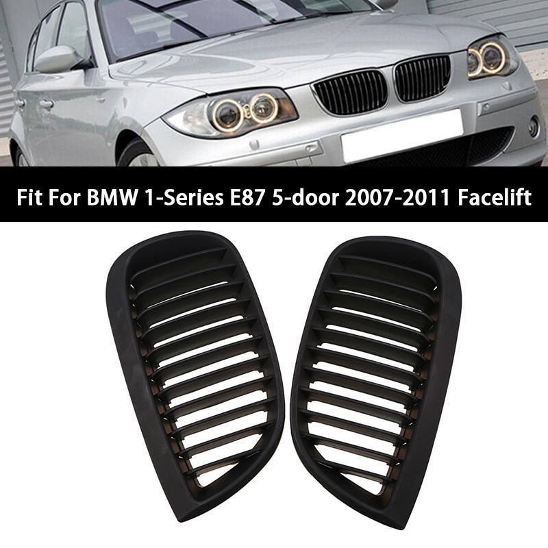 2Pcs Car Front Hood Grills Center Kidney Matte Black Grille for BMW 1-Series E81 118d 116i 123d 130i 3-door 2007 2008 2009-2011