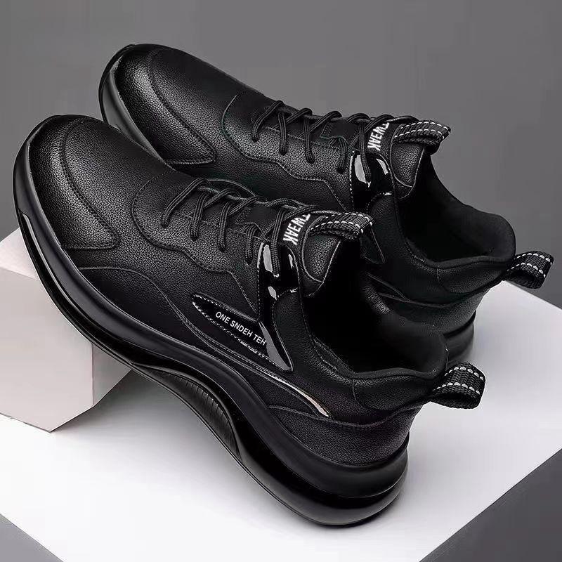 Men's shoes 2025 autumn new fashion leather casual running chef shoes soft leather running shoes men