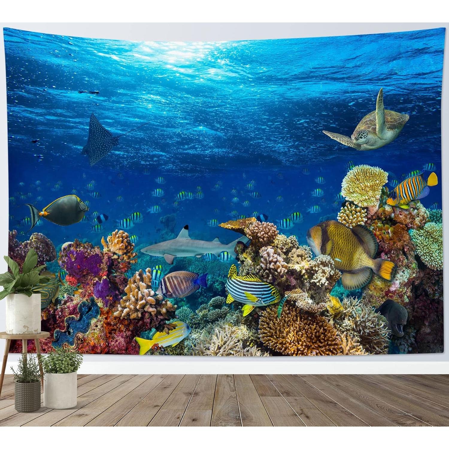Tapestry sea turtle tropical fish 75x100
