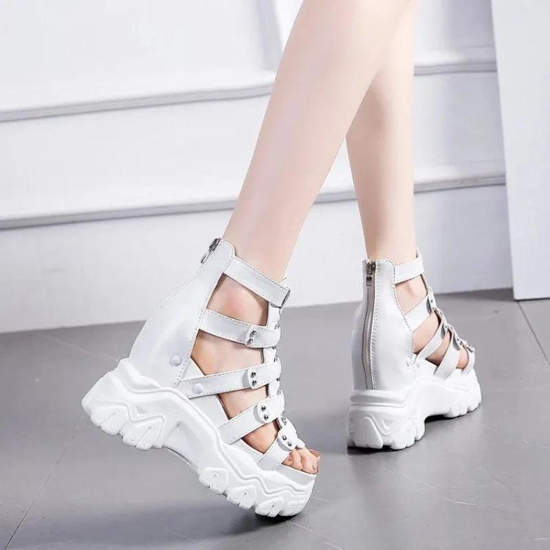Fashion 2025 Summer Hollowed-out Breathable Thin Roman Sandals Women New All-match High-heeled Platform Sandals Wedge Platform Shoes