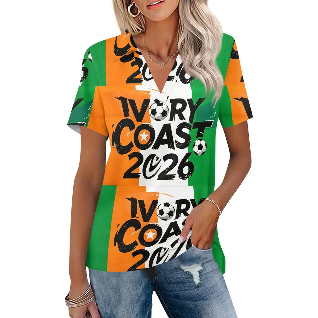 Women's Casual V Neck Short Sleeve Top with Printed Graphic Pattern Lightweight Comfortable Fit for Daily Wear