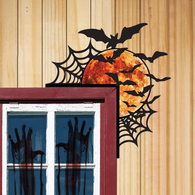 Halloween Tür Eckschild Metall Hexe Katze Fledermaus Geist Spinnennetz Tür Aufsatzschild Innen Tür Fensterrahmen Dekoration