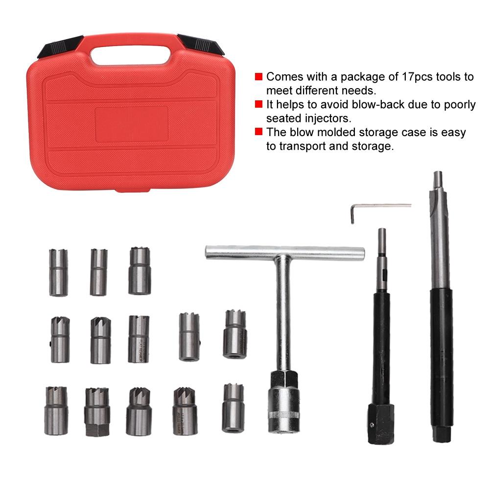 17-teiliges Dieselinjektor-Sitzfräser-Fräser-Set Universelles Auto-Werkzeugset