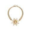 Boho Sun Pendant Choker Necklace for Women Gold Silver Tone Cuff Torque Collar Holiday Party Neck Jewelry