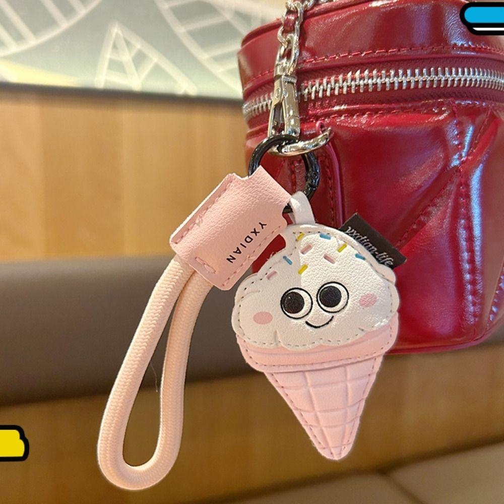 Funny Ice Cream Pendant French Fries Car Key Ring Fashion Coffee Cup Shape Keychain Bag Key Decor