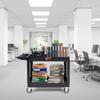 Utility Service Cart, 2 Shelf 550LBS Heavy Duty Plastic Rolling Utility Cart with 360° Swivel Wheels (2 with Brakes), Large Lipped Shelf, Ergonomic