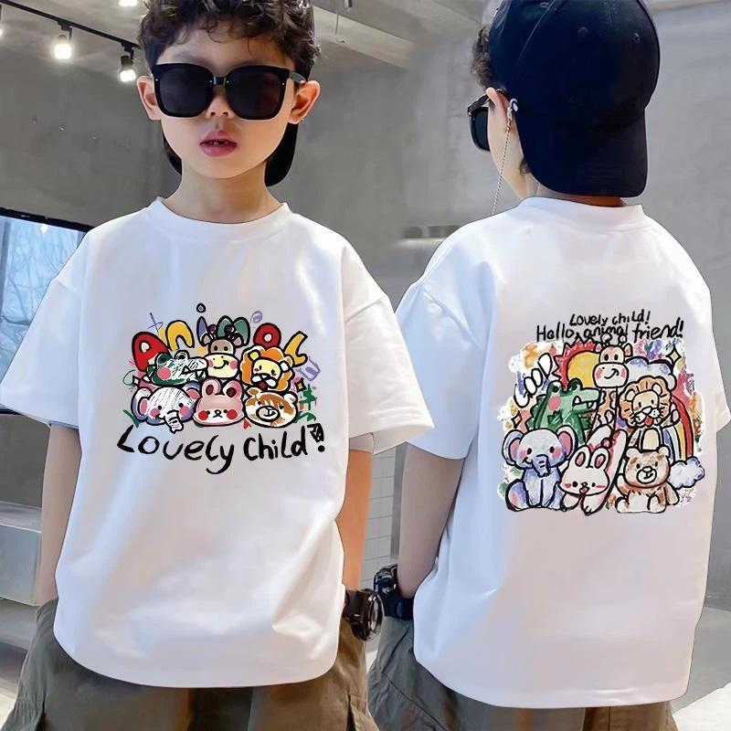 T-shirt kanak-kanak, T-shirt leher bulat, tops lengan pendek yang boleh dipakai oleh kanak-kanak lelaki dan perempuan#T1 100