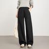 Women's High Rise Drawstring Wide Leg Sweatpants Loose Fit Curved Pants 2025 Winter Fleece Lined Thick Casual Trousers