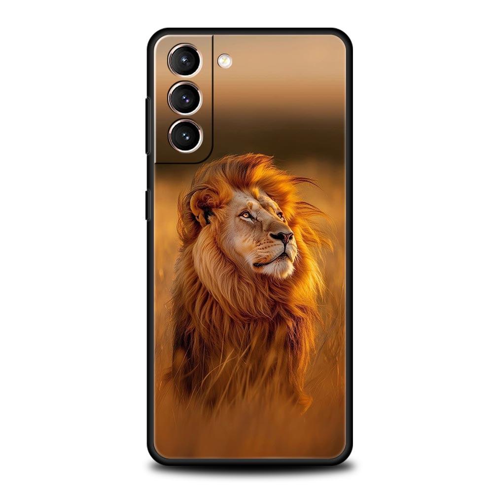 Lion King Animal Phone Case For Samsung Galaxy S25 Edge S24 S23 S22 S21 Ultra S20 FE 5G S10 S10E S9 Plus Soft TPU Cover