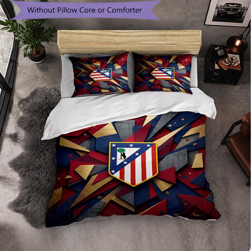 Set Lenzuola Atletico Madrid Modello 3 Pezzi Morbida Copripiumino in Microfibra con Federe per Camera da Letto