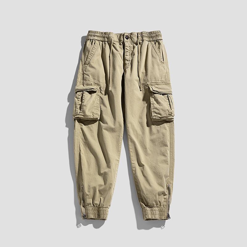 Retro overalls men's sports casual pants summer solid color leggings trendy brand high-end men's clothing