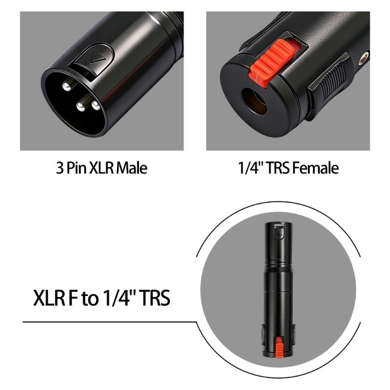 Professional 6.35mm TRS Female To 3Pin XLR Male Locking Auditory Adapter For Microphones And Amplifiers