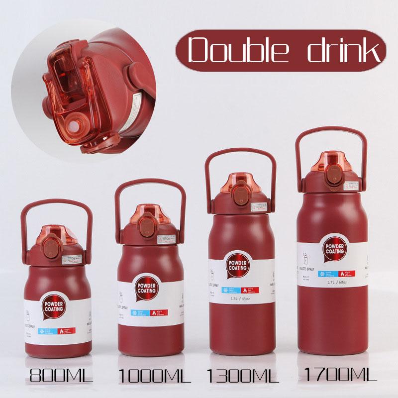 1.3L/1.7L Large Capacity Thermo Bottle Stainless Steel Thermal Thermo Water Portable Vacuum Mug Thermos Insulated Cup Tumbler