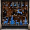 Fresh Watercolor Style Window Art Christmas Sticker Non Adhesive Blue Elk Snowflake Tree Removable PVC Holiday Decorations Wall Decal Static
