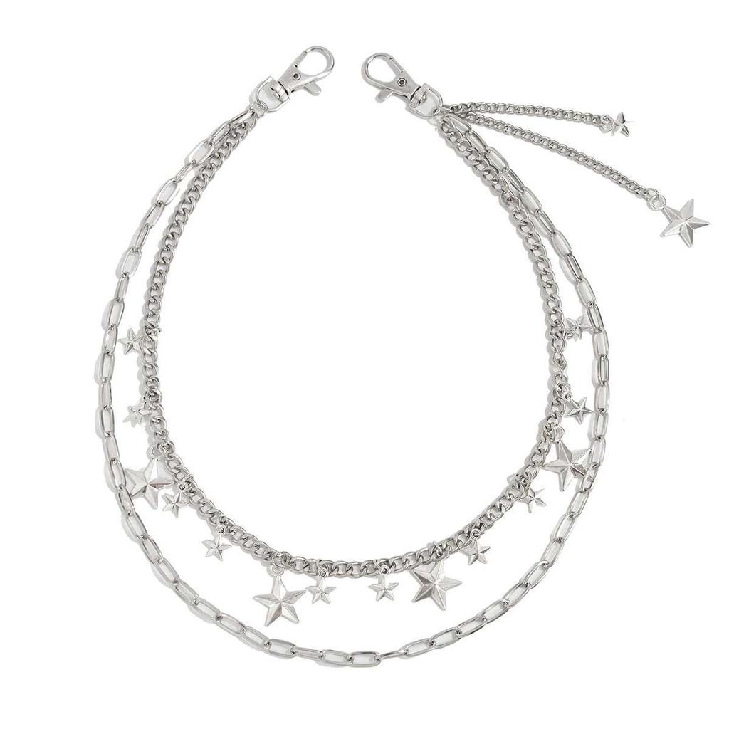 Ingemark Trendy Hip Hop Double Layer Jeans Pants Chain Men Women Creative Star Pendant Bag Waist Chain Steampunk Jewelry Gift