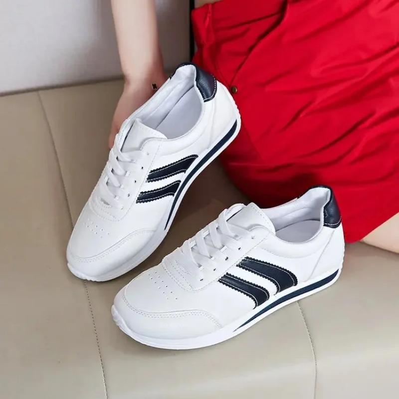 Fashion Summer Cross-Border Bestseller Women's Casual Running Shoes Soft Leather Comfortable Bottom Agan Style Lace-Up Sport Sneakers