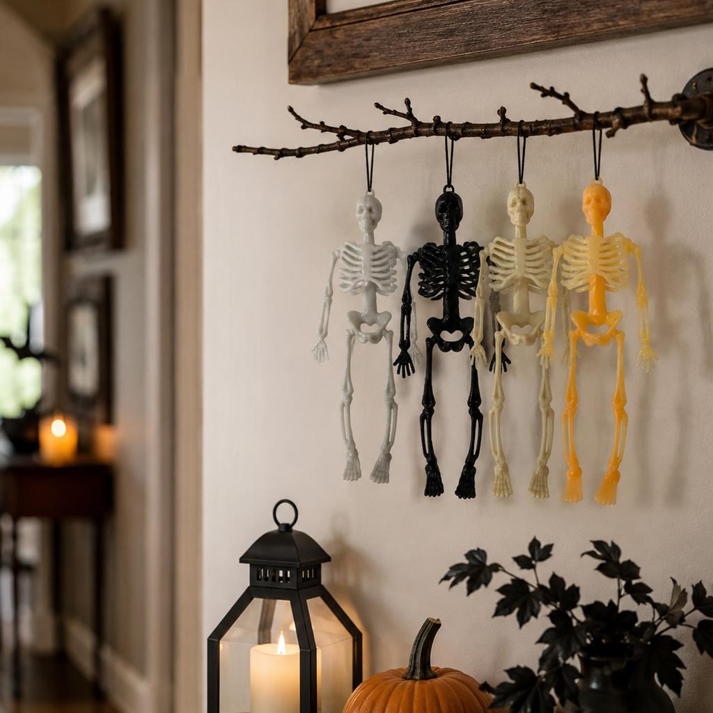 15cm Realistic Human Skeleton Miniature Hanging Tabletop Decor for Halloween Party Home Display Classroom Educational Prop