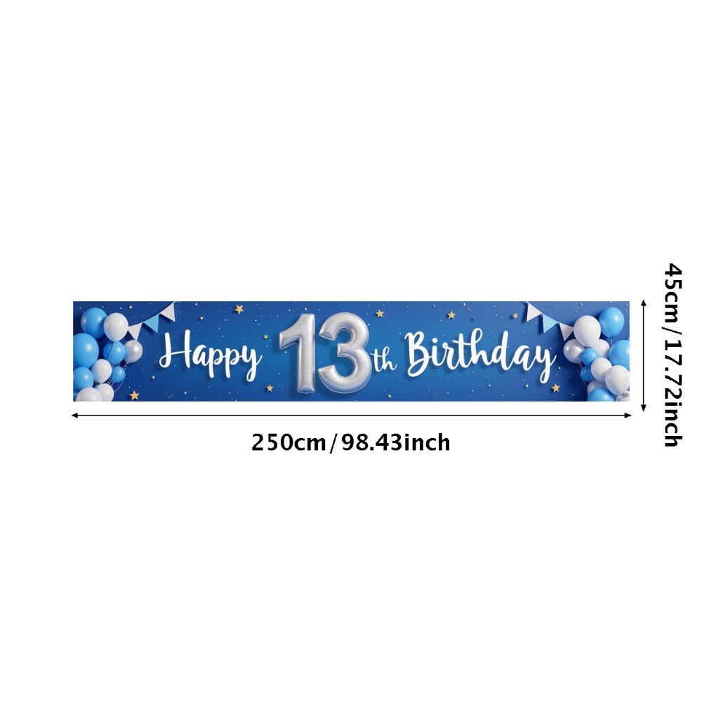 Decorative 13th Birthday Banner  Birthday Celebration Banner  Teen Birthday Banner for Indoor Decoration Party Decor