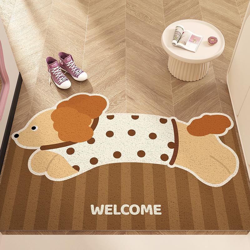 Cartoon Puppy Floor Mat, Door Mat, Silk Ring, Dirt-Resistant And Easy To Take Care Of, Foot Mat, Entrance Can Be Cut, Carpet Non-Slip Mat