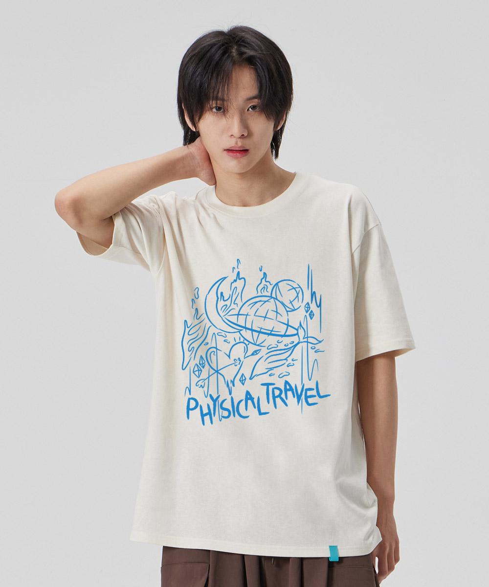 Astral Projection [Physical Travel] Cotton Loose Fit Short Sleeve T-Shirt_Buttermilk Xxl