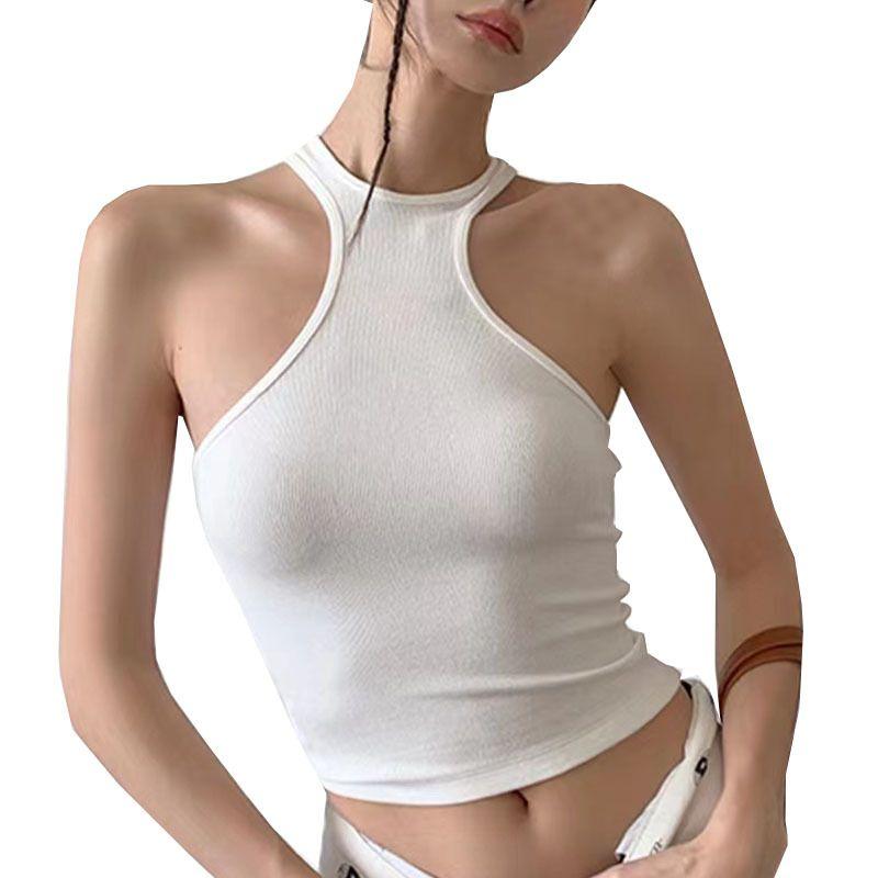 

Sports Bra Workout Top Women s with Chest Pad Wrapped Chest Quick-Drying Running Training Asymmetrical I-Shaped Vest High Elastic New White S
