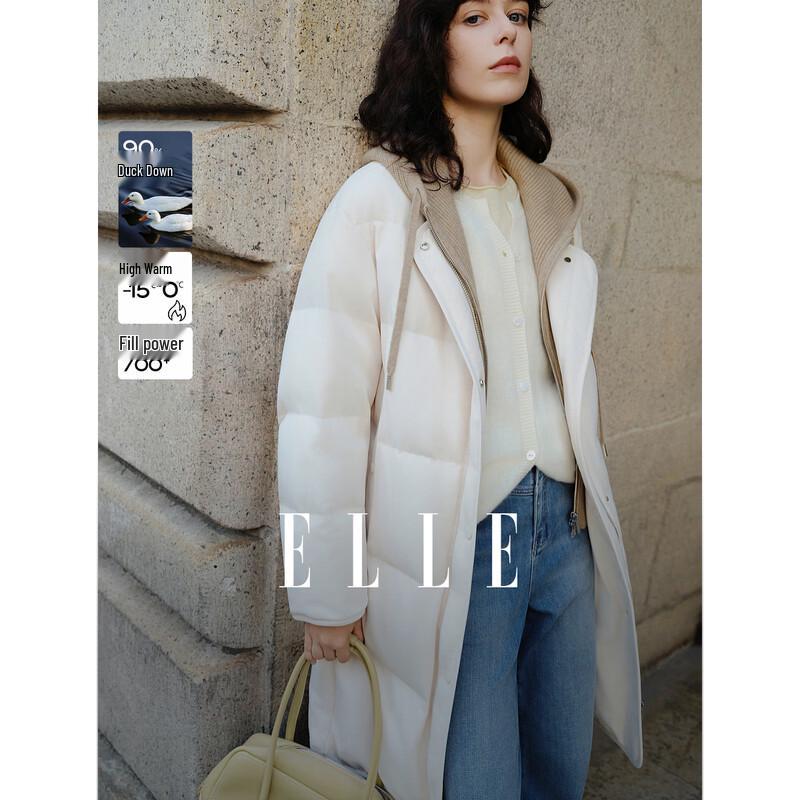 

ELLE Women s 90% Duck Down Hooded Puffer Coat L