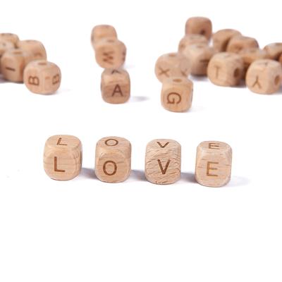 Square 5pcs For Jewelry Making 12mm Letter Beads Alphabet Natural Beech Wood Jewelry Beads Beaded Materials